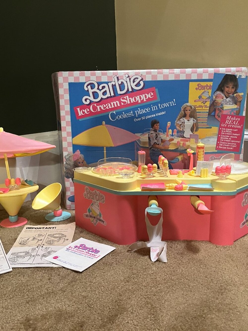 Vintage 1986 Barbie Ice Cream Shoppe with Original Box by Mattel